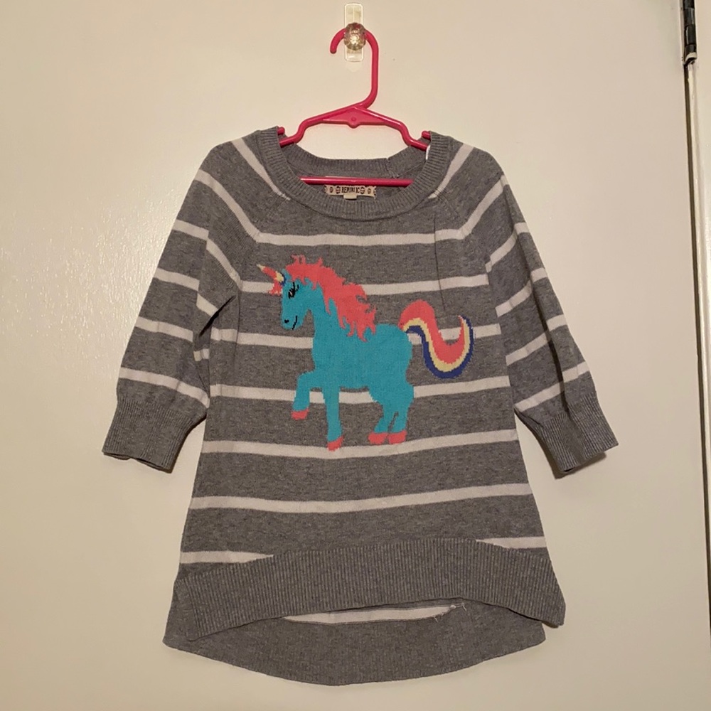 Pink Republic size 7/8 unicorn striped sweater